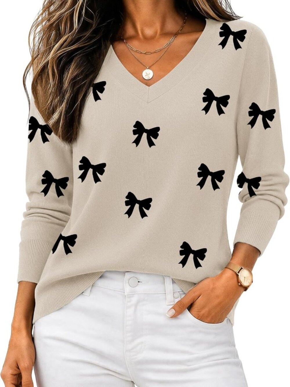 Chic Women's V-Neck Long Sleeve Sweater - Trendy Fall Fashion Top